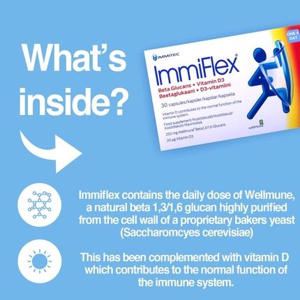 Immiflex Clinically Proven Betaglucan Supplement 30 Vegetarian Capsules With Vitamin D 30 Count - Image 3
