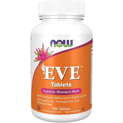 Now Eve Women'S Multivitamin With Cranberry, Alpha Lipoic Acid, Coq10, And Superfruits 180 Tablets