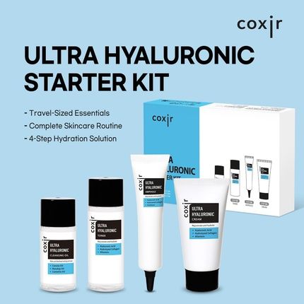 Coxir Ultra Hyaluronic Starter Kit Cleansing Oil Toner Ampoule Cream Travel
