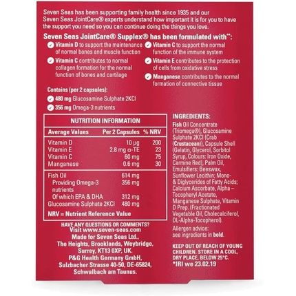 Seven Seas Jointcare Supplements Supplex High Strength Capsules With Glucosamine Omega-3 Epa Dha Vitamin D C Manganese Zinc 30 Count