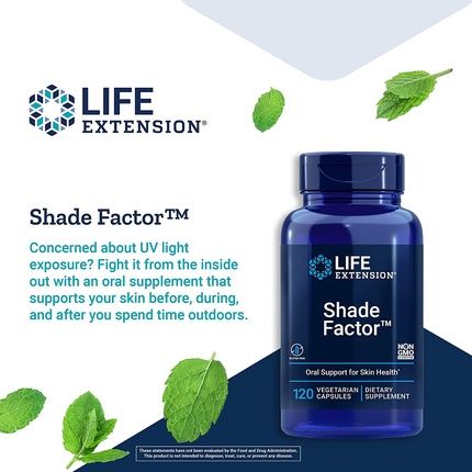 Life Extension Shade Factor Safeguard Your Skin From The Inside Out 120 Vegetarian Capsules - Image 3