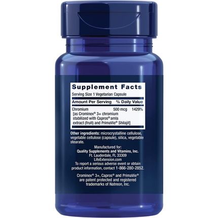 Optimized Chromium With Crominex 3+ 500Mcg 60 Vegetarian Capsules