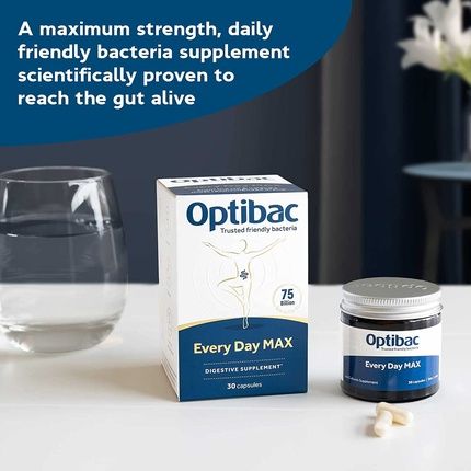 Optibac Probiotics Every Day Max Advanced Maximum Strength Vegan Digestive Supplement 30 Capsules