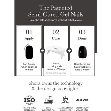 Ohora Semi Cured Gel Nail Strips N Cream Sky - Salon-Quality Long Lasting Easy To Apply & Remove - Includes 2 Prep Pads Nail File & Wooden Stick - Image 3