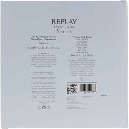 Replay Signature Secret For Woman Gift Set - Eau De Toilette 30Ml And Body Lotion 100Ml - Image 3