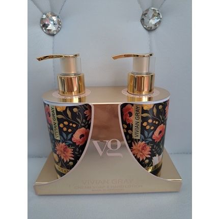 69.98/Lsoap Dispenser Flowers Botanicals + Matching Hand Cream Filled With 300Ml Each