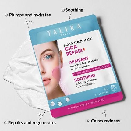 Talika Bio Enzymes Cica Repair+ Soothing Biocellulose Face Mask - Image 3