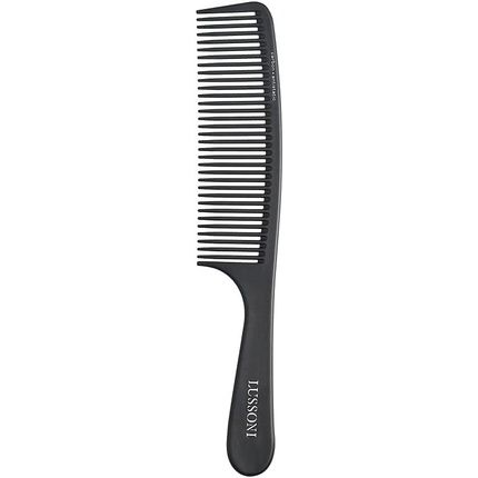 T4B Lussoni Carbon Anti-Static And Break-Resistant Handle Comb With Wide Teeth For Thin And Thick Hair 404