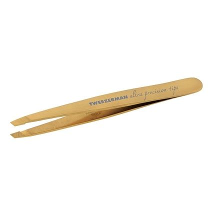 Tweezerman Slant Tip Eyebrow Tweezer Stainless Steel Gold