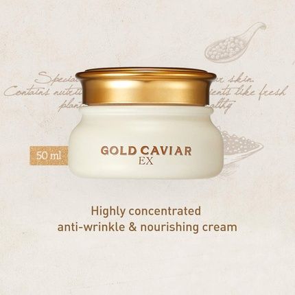 Skinfood Gold Caviar Ex Cream 50Ml - Concentrated Caviar And Gold Nourishing Cream For Dry, Sagging, And Aging Skin - Best Illuminating Moisturizers - Wrinkle And Pimple Reducer