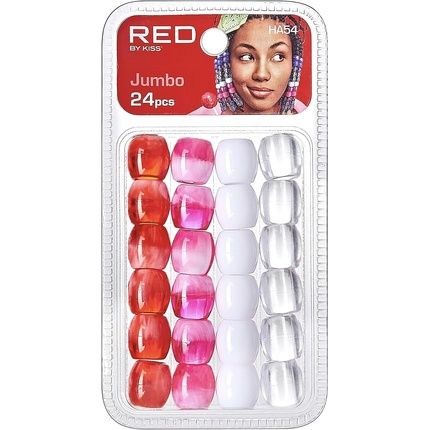 Red By Kiss 24 Pieces Jumbo Colorful Hair Beads For Braids And Bracelets