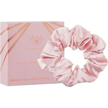 Crystalove Silk Hair Scrunchie Pink