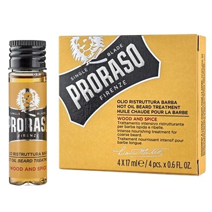Proraso Wood Spice Hot Oil Beard Treatment Restructuring Beard Oil Set Of 4 X 17 Ml - Image 3