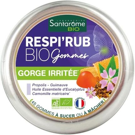 Santarome Bio Respir'Rub Organic Gums For Irritated Throats 45