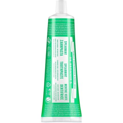 Dr Bronner'S All One Spearmint Toothpaste With Organic Fluoride-Free Ingredients 105Ml Tube