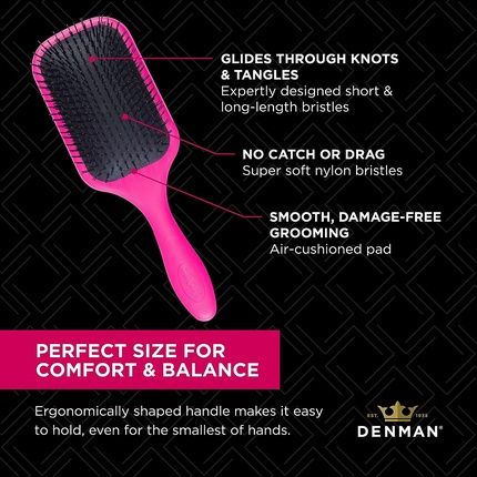 Denman D90L Tangle Tamer Ultra Hairbrush For Long And Strong Hair With Nylon Bristles - Pink - Image 3