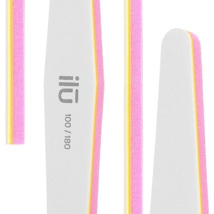 T4B Ilu 2In1 Double-Sided White Nail File And Polisher For Manicure And Pedicure Trapezoid Shape 180/100 Grit - Image 3