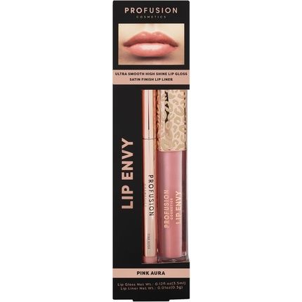 Profusion Cosmetics Lip Envy Pink Aura Lip Gloss And Liner Set