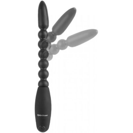 Shots Pipedream Flexa-Pleaser Power Beads Flexible Anal Beads With Vibration Multi Speed 26Cm Black