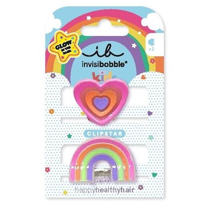 Invisibobble Hair Clips Clipstar Glow Happy Heart - 2 Pieces