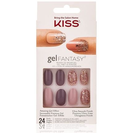 Kiss Gel Fantasy Nails Kgn17 No Pressure With Adhesive Tabs And Glue