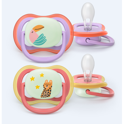 Philips Avent Ultra Air Soother Nighttime Suitable For 18 Months And Older In Purple And Pink