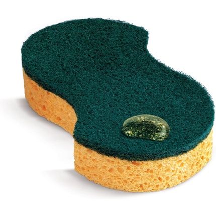Spontex Cellulose And Fiber Scouring Pads With Stop Grease System Polyurethane Green 2 Units