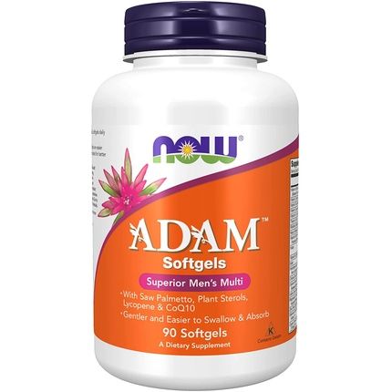 Now Adam Men'S Multivitamin With Saw Palmetto Plant Sterols Lycopene & Coq10 90 Softgels