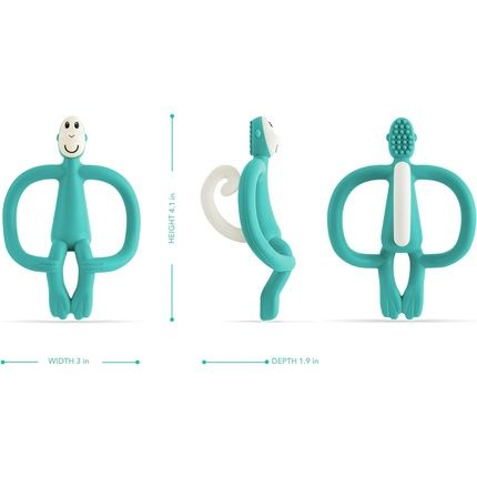 Matchstick Monkey Original Teether And Gel Applicator Silicone Bpa Free 3 Months Old+ 10.5Cm Green Monkey
