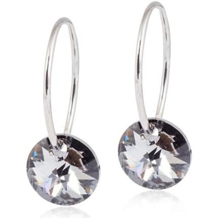 Blomdahl Hypoallergenic Natural Titanium Round Crystal Pendant Earrings Black Diamond