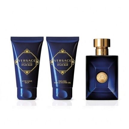 Versace Dylan Blue 50Ml Edt Spray + 50Ml Shower Gel + 50Ml Aftershave Balm Gift Set 2023