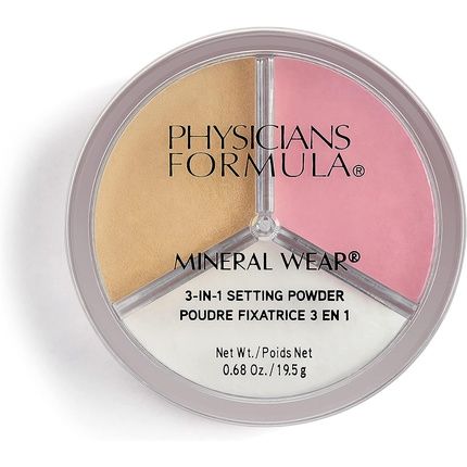 Physicians Formula Mineral Wear 3-In-1 Setting Powder Translucent Mineral Powder With 3 Shades For Setting And Highlighting The Look - With Gentle, Protective Minerals, Talk-Free