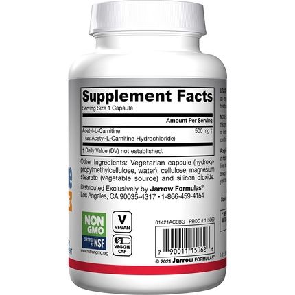 Jarrow Acetyl L-Carnitine 500Mg 120 Capsules - Image 3