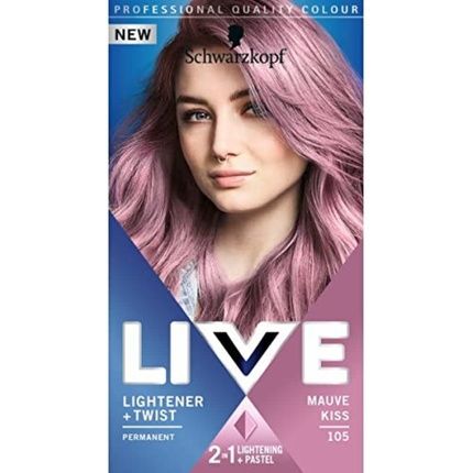 Schwarzkopf Live Lightener + Twist Permanent Pink Hair Dye Mauve Kiss 105