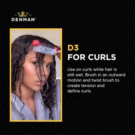 Denman Curly Hair Brush D3 Wood 7 Row Styling Brush For Detangling Separating Shaping And Defining Curls - For Women And Men - Image 3