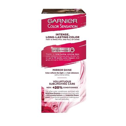 Garnier Color Sensation Permanent Brown Hair Dye 6.0 Precious Light Brown - Image 3