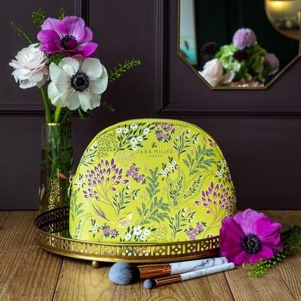 Sara Miller Beauty Haveli Garden Medium Green Cosmetic Wash Hand Bag Toiletries & Beauty Essentials Vegan Leather Printed Travel Gift - Image 3