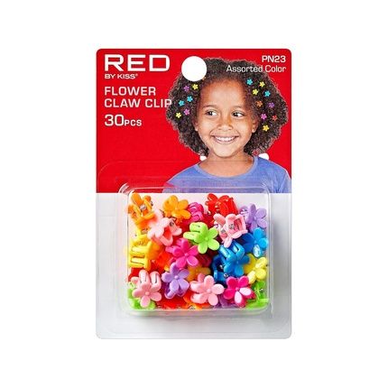 Red By Kiss 30 Pieces Kids Flower Claw Barrettes Self-Hinge Plastic Hair Clips