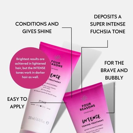 Four Reasons Color Mask Intense Fuchsia Intensive Toning Treatment Color Depositing Conditioner 6.76 Fl Oz - Image 3