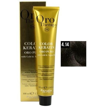 Fanola Oro Puro Therapy Color Keratin Hair Color 100Ml 4.14 Cocoa