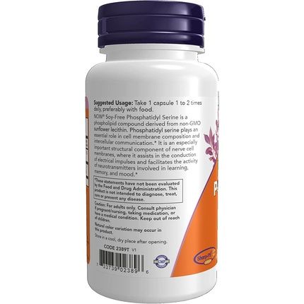 Now Soy-Free Phosphatidyl Serine Brain Health 60 Veg Capsules - Image 3