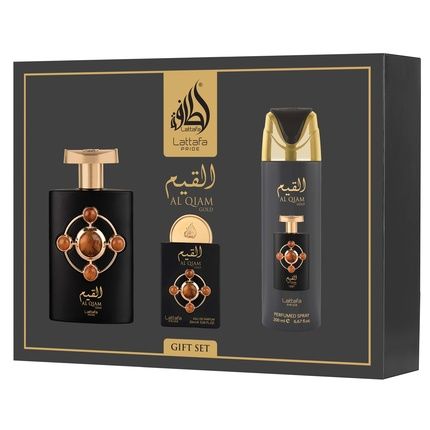 Lattafa Pride Al Qiam Gold Giftset Eau De Parfum 100Ml + 20Ml + Deodorant 200Ml Women Fragnance