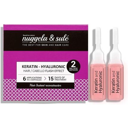 Nuggela & Sule Keratin-Hyaluronic Ampoule 2 X 10Ml - Instantly Repairs Hair, Hydrates And Seals Split Ends - Flash Effect - Immediate Silky Hair - Pack Of 2