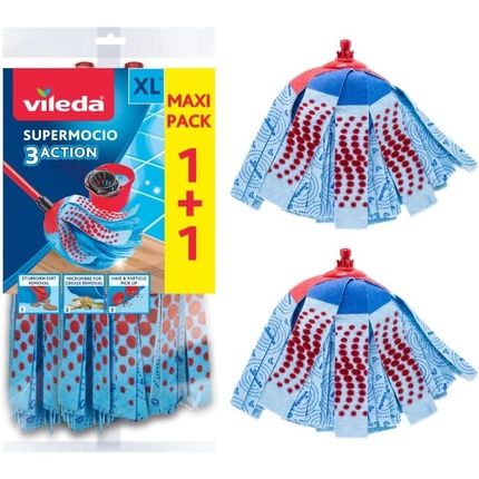 Vileda Supermocio 3Action Xl Mop Refill 2 Pack
