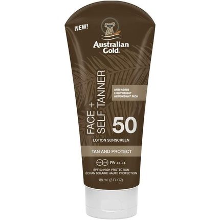 Australian Gold Sunscreen And Self Tanner For Face Spf 50 88Ml Brown