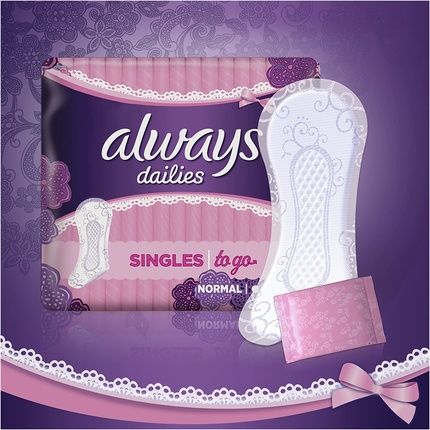 Always Dailies Singles To Go Fresh Panty Liners 20 Count