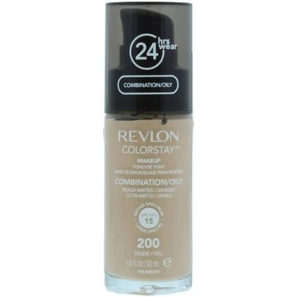 Revlon Colorstay Liquid Foundation Makeup For Combination/Oily Skin Spf 15 Medium-Full Coverage With Matte Finish 30Ml 200 Nude