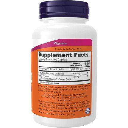 Now Supplements Vitamin C-1,000 With Bioflavonoids Antioxidant Protection 100 Veg Capsules