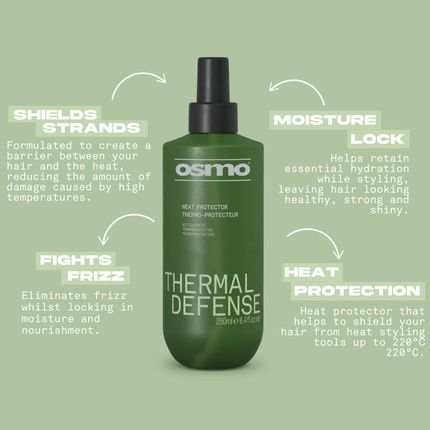 Osmo Thermal Defense Heat Protectant Spray Frizz-Free Results Vegan 250Ml