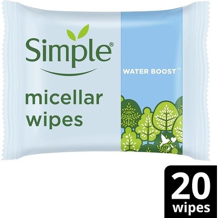 Simple Kind To Skin Hypoallergenic Micellar Biodegradable Cleansing Wipes For Sensitive Skin 20 Wipes